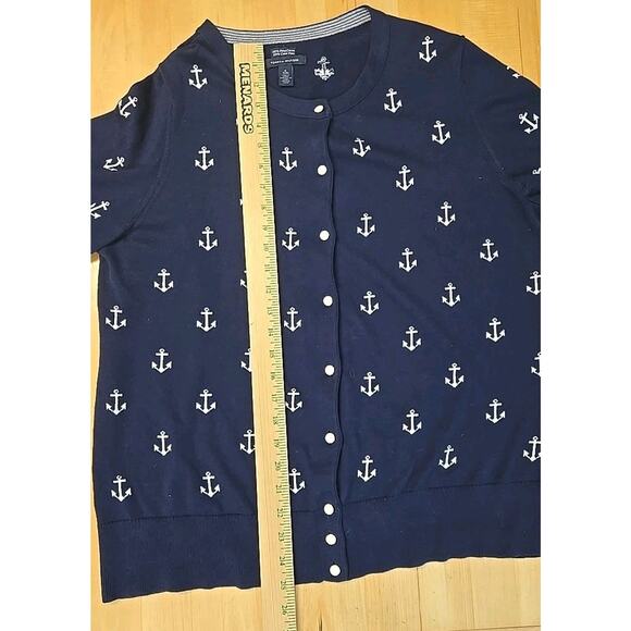 Tommy Hilfiger Anchor Cardigan Sweater Womens Size XL Blue Nautical Novelty Pima - Picture 6 of 9